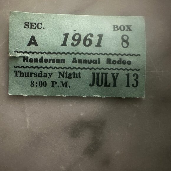 Vintage July 13, 1961 Henderson Annual Rodeo Henderson Texas Used Ticket Stub - Picture 3 of 8